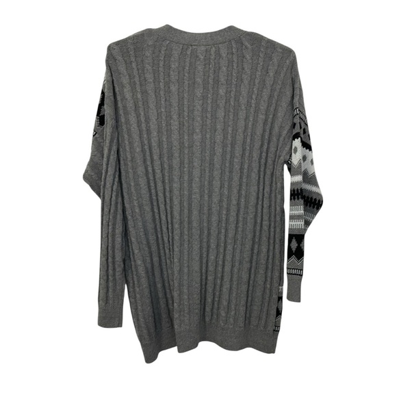 Lane Bryant Classic Button-Front Cable Jacquard Cardigan Sz 18/20 Gray Nordic - Picture 4 of 9